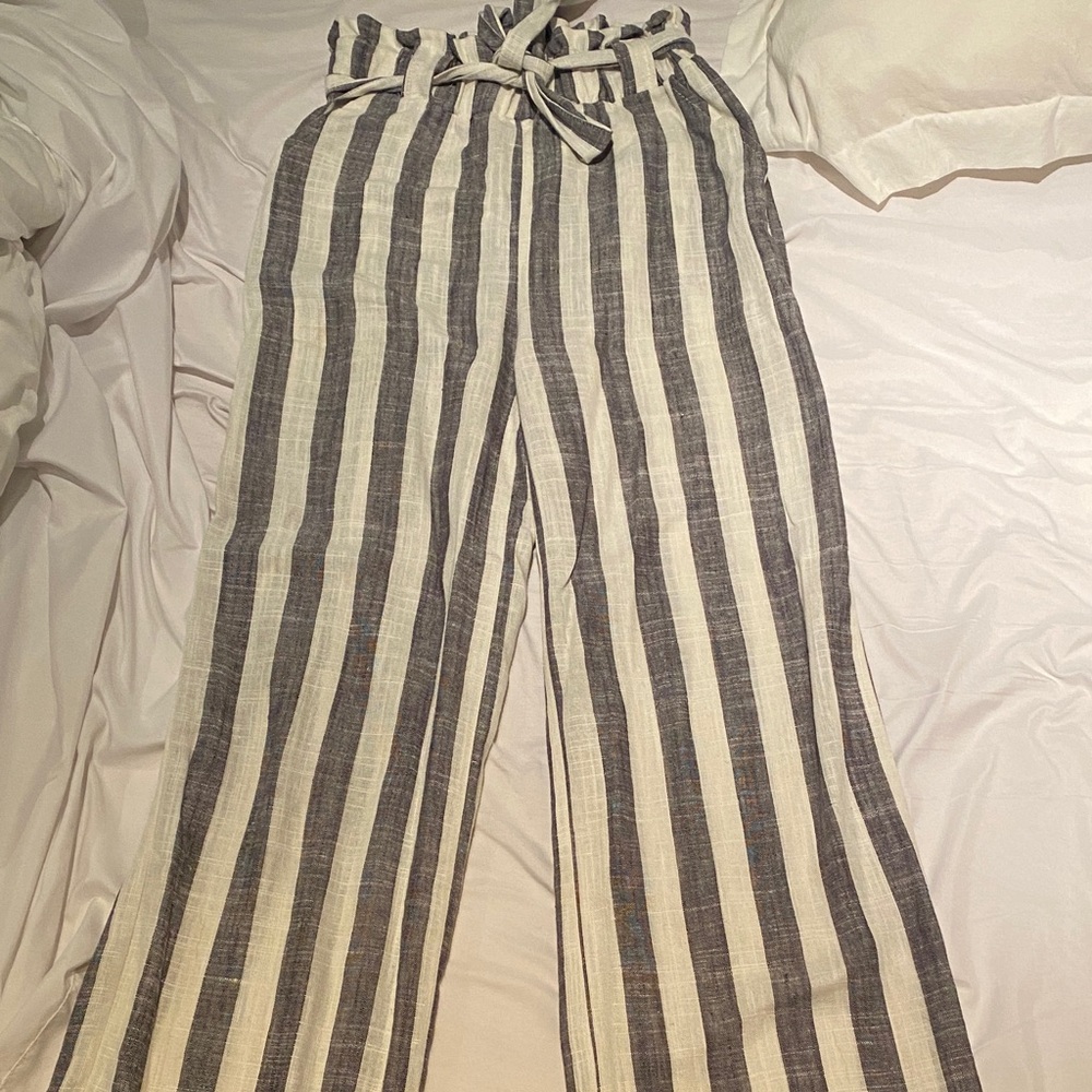 Striped Linen Blend Pants
